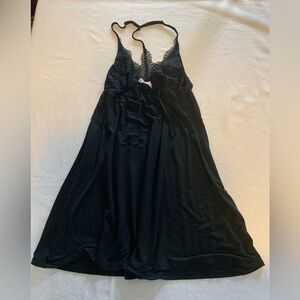 Lacy Details Victoria’s Secret T Strap Slip Dress Black Lace Bodice Romantic
